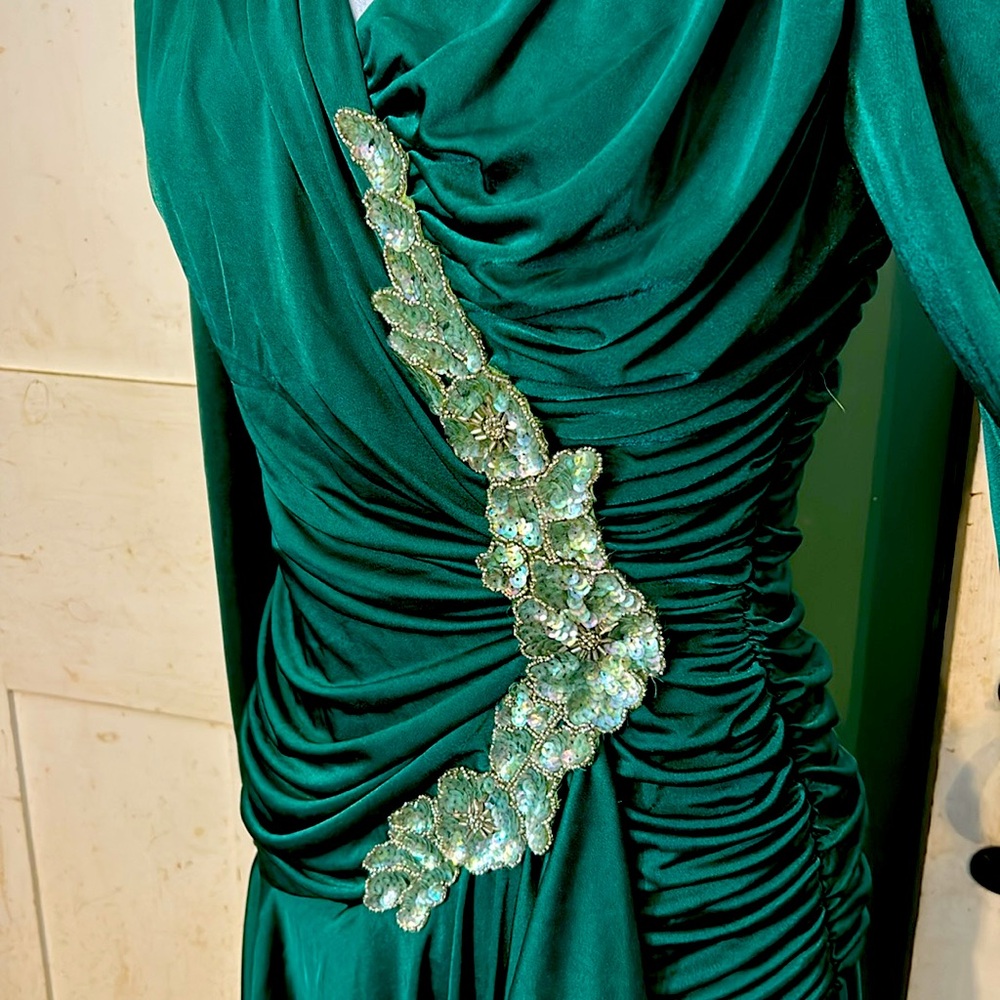 EC Vintage Filigree Heavily Rucked 80s Cocktail Dress Retro Mobwife Elegant Y2K - Picture 4 of 8